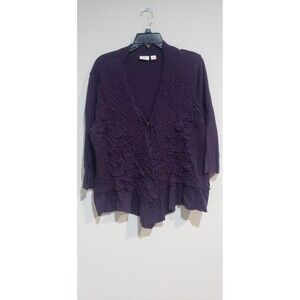 Cato Womens Purple Ruched Cardigan Sweater Size 18/20W
